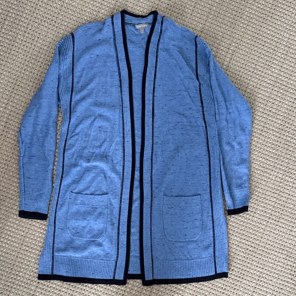 Talbots Blue Open Front Cardigan (longer length) size M